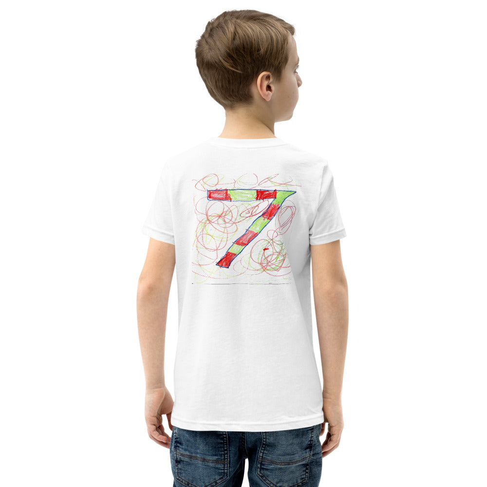 Theo 7 — Youth Staple Tee — White (back)